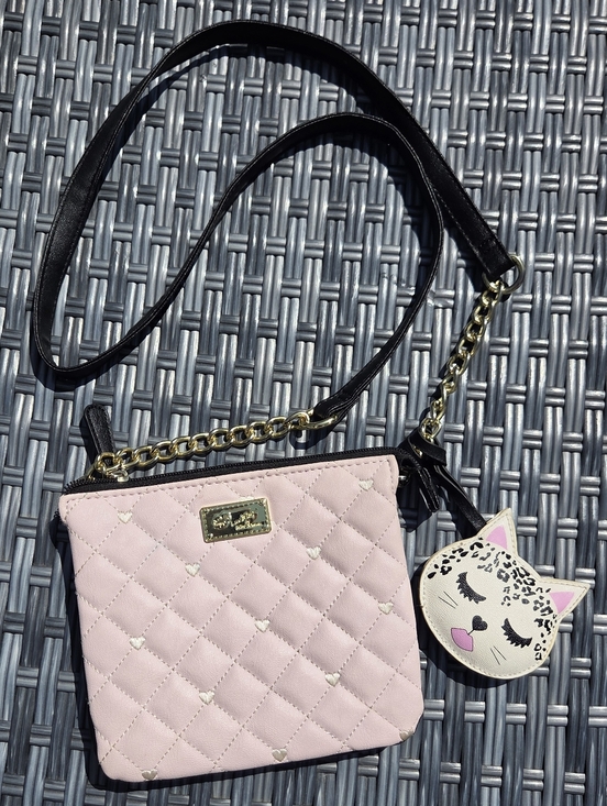 Betsey Johnson Handbags - Luv Betsey by Betsey Johnson Bag Crossbody Pink Hearts Quilted Small Purse Zip